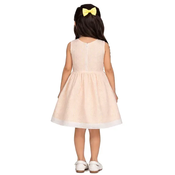 White_Premium_Fit_&_Flare_Chicken_Hakoba_Dress_For_Kids