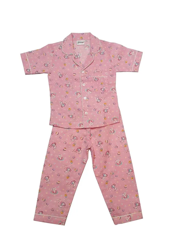 Pink_Premium_Half_Sleeves_Bunny_Print_Night_Suits_For_Kids