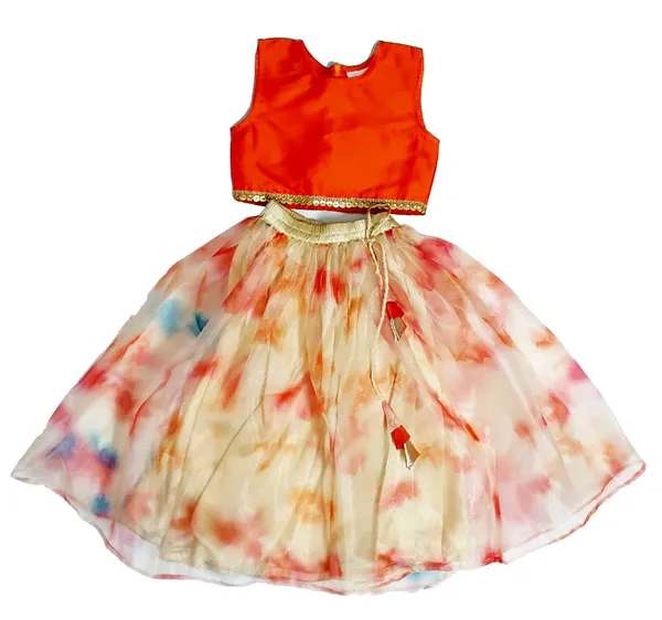 Orange_Premium_Organza_Lehenga_Choli_For_Kids