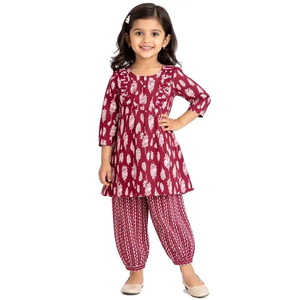 Maroon_Premium_Kurta_Set_With_Balloon_Pant_For_Kids