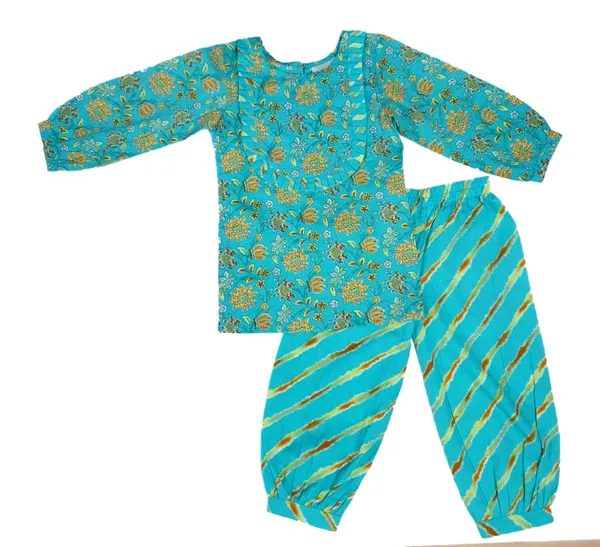 Green_Kurta_Set_With_Balloon_Pant_For_Girls