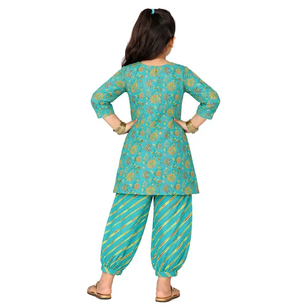 Green_Kurta_Set_With_Balloon_Pant_For_Girls
