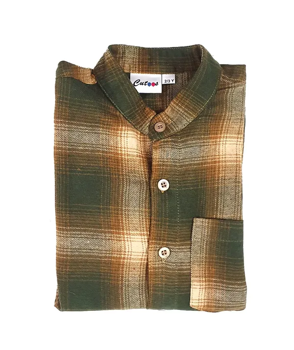 Green_Premium_Checkered_Flannel_Long_Sleeve_Shirts_For_Kids
