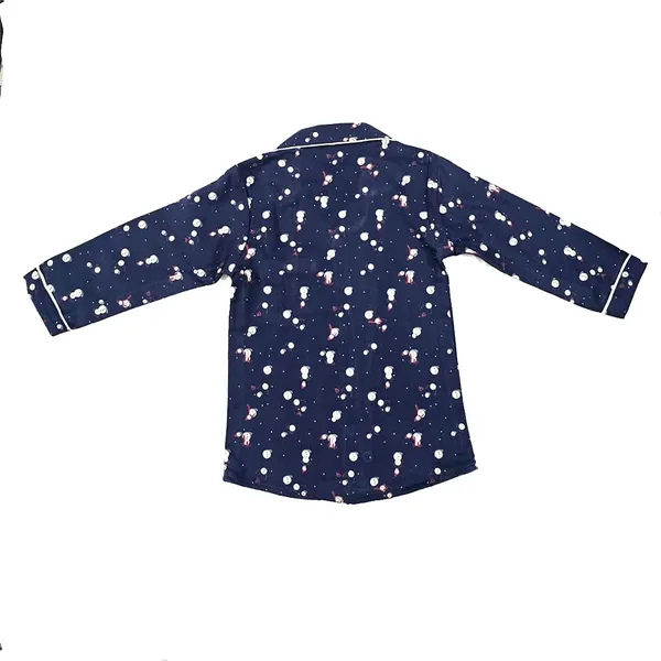 Snow_Man_Print_Cotton_Flannel_Long_Sleeve_Night_Suit_For_Kids