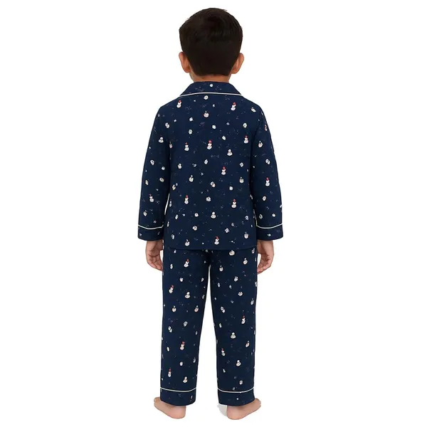 Snow_Man_Print_Cotton_Flannel_Long_Sleeve_Night_Suit_For_Kids