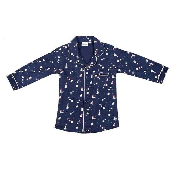 Snow_Man_Print_Cotton_Flannel_Long_Sleeve_Night_Suit_For_Kids