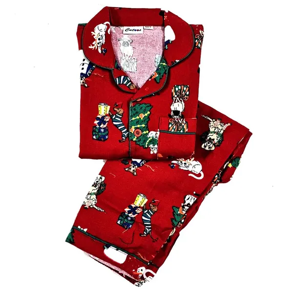 Red_Premium_Cotton_Flannel_Long_Sleeve_Night_Suit_For_Kids