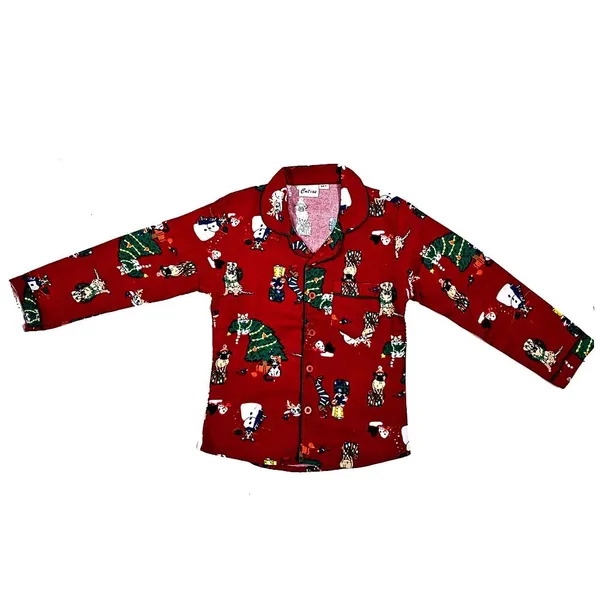 Red_Premium_Cotton_Flannel_Long_Sleeve_Night_Suit_For_Kids