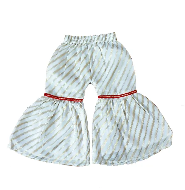 White_And_Gold_Premium_Stripes_Peplum_Sharara_Set_For_Kids