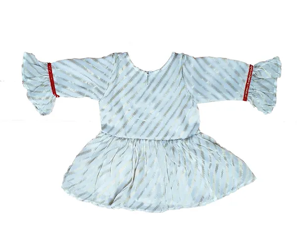 White_And_Gold_Premium_Stripes_Peplum_Sharara_Set_For_Kids