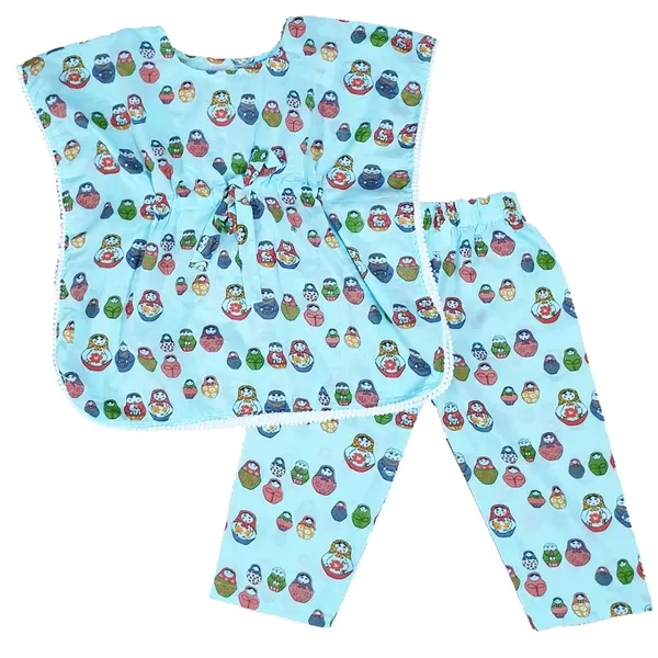 Blue_Premium_Doll_Print_Cotton_Kaftan_Set_For_Kids