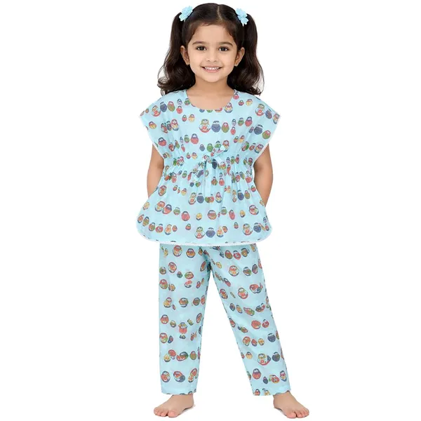 Blue_Premium_Doll_Print_Cotton_Kaftan_Set_For_Kids