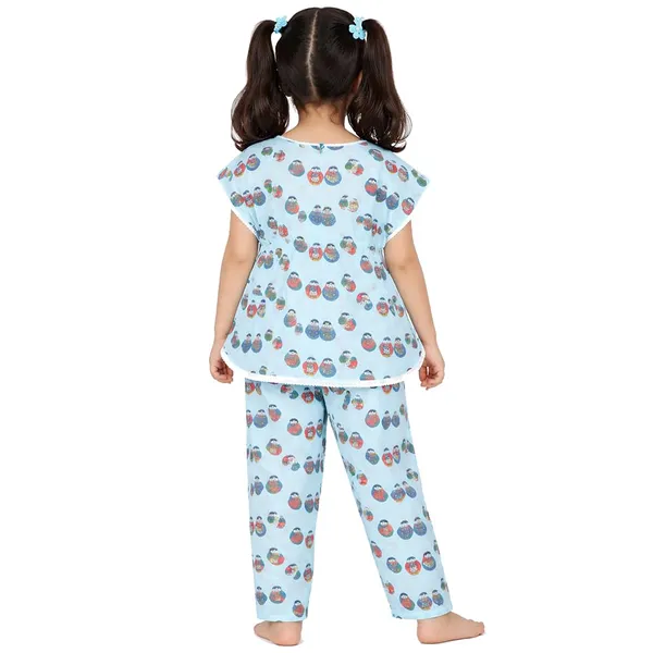 Blue_Premium_Doll_Print_Cotton_Kaftan_Set_For_Kids
