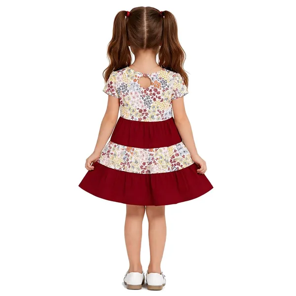 Red_Premium_Floral_Print_Tiered_Fit_And_Flare_Dress_For_Kids