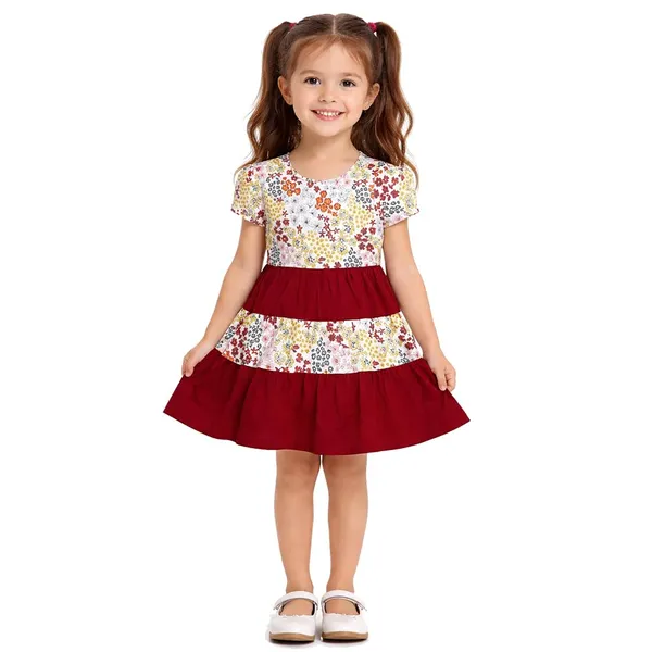 Red_Premium_Floral_Print_Tiered_Fit_And_Flare_Dress_For_Kids