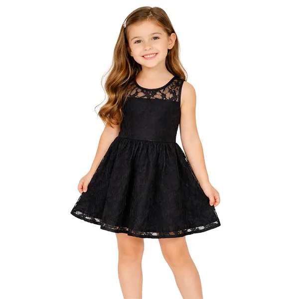 Black_Premium_Back_Bow_Fit_&_Flare_Lace_Dress_For_Kids