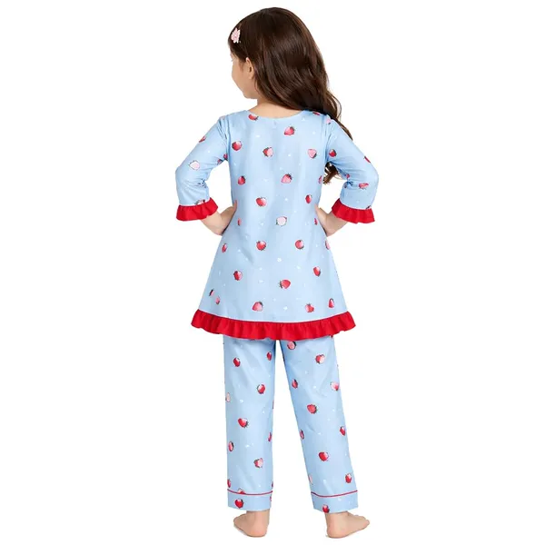Blue_Strawberry_Print_Cotton_Cord_Set_For_Kids