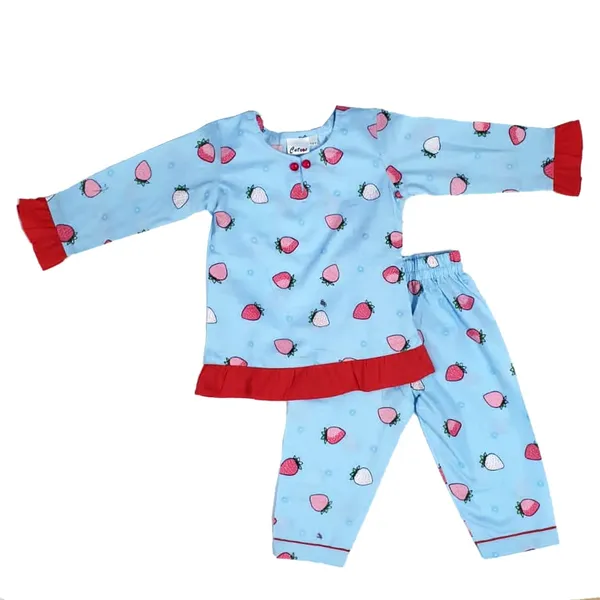 Blue_Strawberry_Print_Cotton_Cord_Set_For_Kids