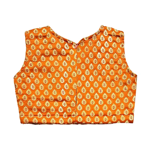 Orange_Premium_Stripes_Readymade_Lehenga_Choli_Set_For_Kids