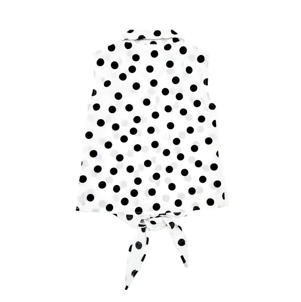 White_Premium_Polka_Dot_Knotted_Collar_Shirt_For_Kids