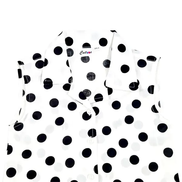 White_Premium_Polka_Dot_Knotted_Collar_Shirt_For_Kids