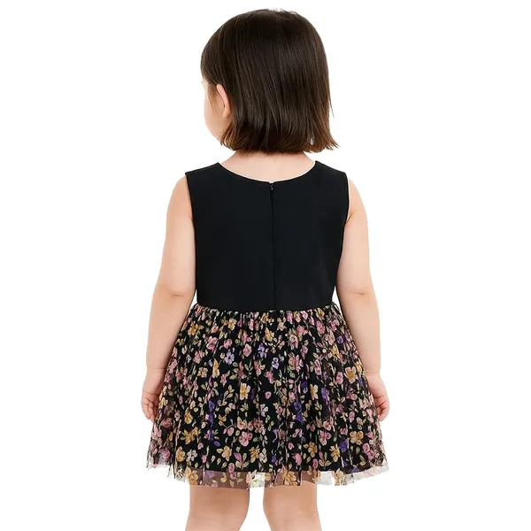 Black_Premium_Net_Floral_Print_Fit_&_Flare_Dress_For_Kids