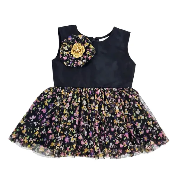 Black_Premium_Net_Floral_Print_Fit_&_Flare_Dress_For_Kids