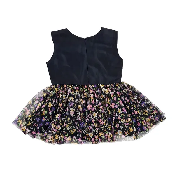 Black_Premium_Net_Floral_Print_Fit_&_Flare_Dress_For_Kids