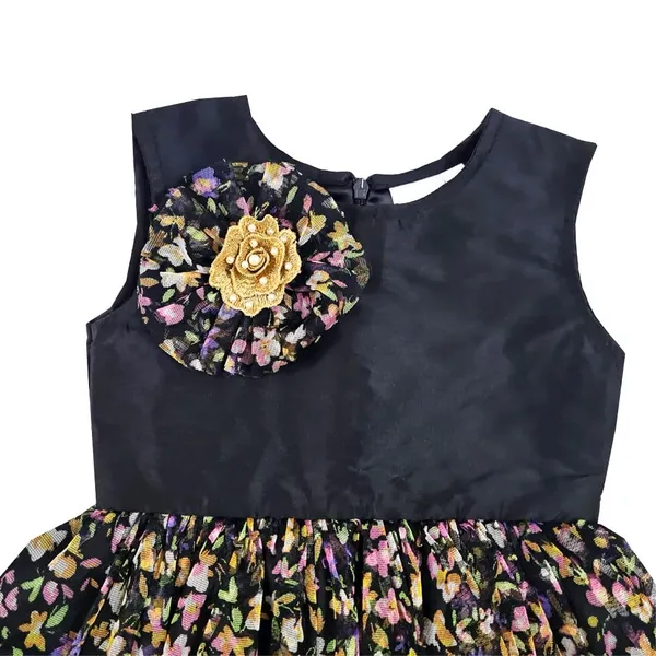 Black_Premium_Net_Floral_Print_Fit_&_Flare_Dress_For_Kids