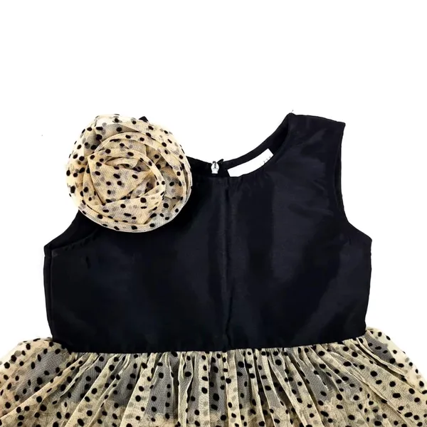 Black_Premium_Flock_Net_Fit_&_Flare_Tiered_Dress_For_Kids