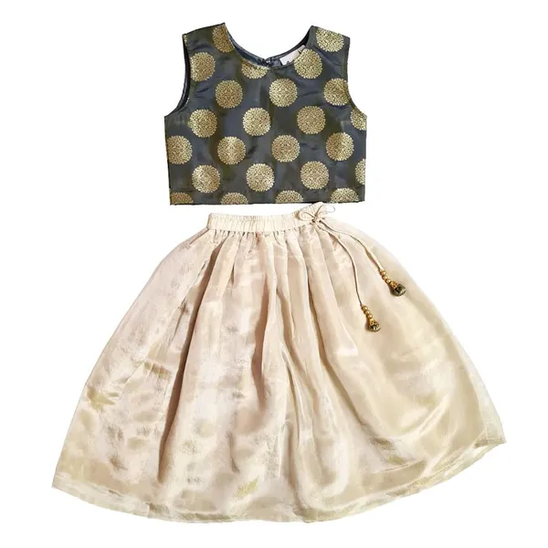 Green_Premium_Back_Bow_Lehenga_Choli_For_Kids