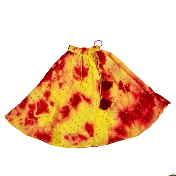 Yellow_Premium_Batik_Lehenga_Choli_For_Kids