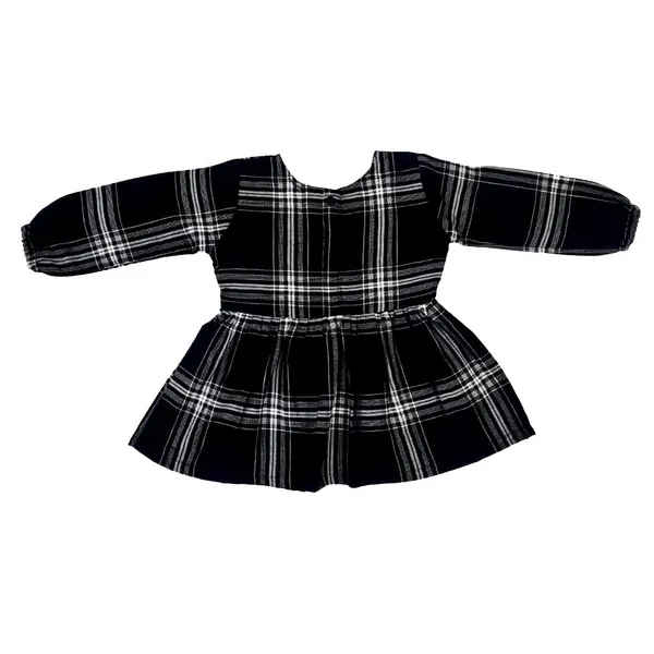 Black_Premium_Twill_Check_Flannel_Winter_Fit_And_Flare_Dress_For_Kids
