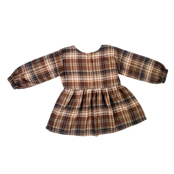 Brown_Premium_Twill_Check_Flannel_Winter_Fit_And_Flare_Dress_For_Kids