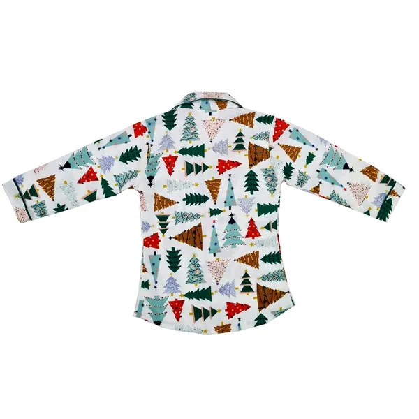 X_Mas_Tree_Print_White_Premium_Cotton_Flannel_Long_Sleeve_Night_Suit_For_Kids