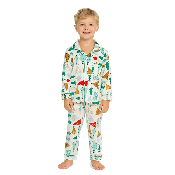 X_Mas_Tree_Print_White_Premium_Cotton_Flannel_Long_Sleeve_Night_Suit_For_Kids