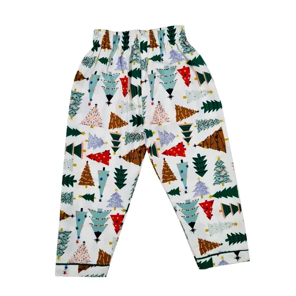 X_Mas_Tree_Print_White_Premium_Cotton_Flannel_Long_Sleeve_Night_Suit_For_Kids