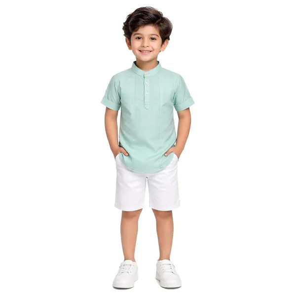 Green_Premium_Cotton_Kurta_Shirt_For_Kids