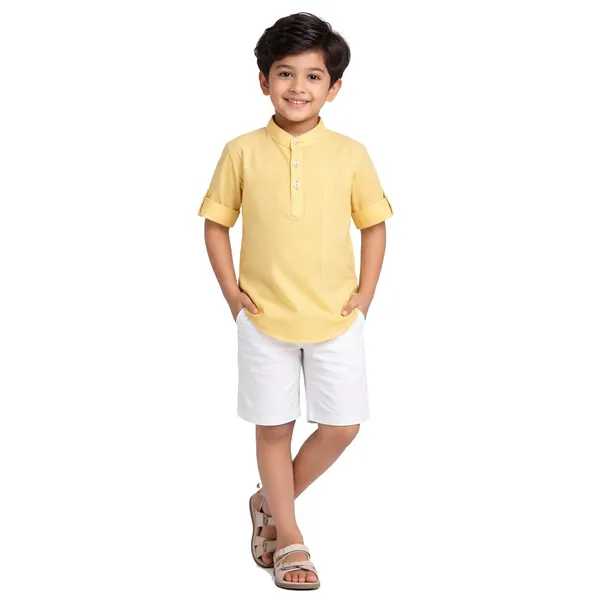 Yellow_Premium_Cotton_Kurta_Shirt_For_Kids