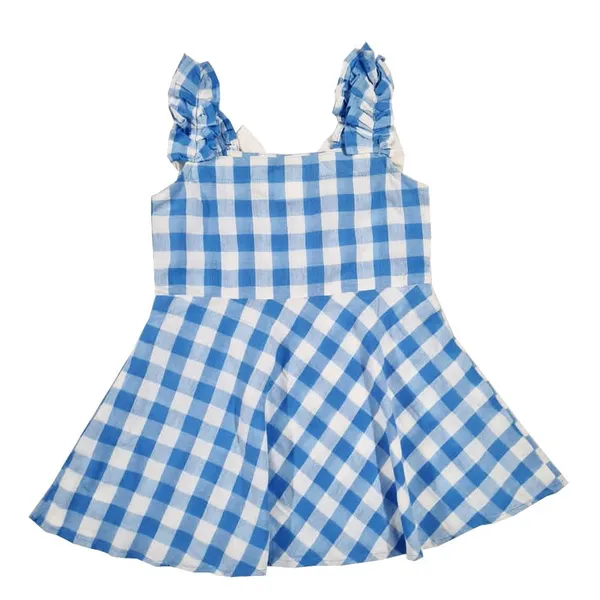 Blue_Checkered_Fit_And_Flare_Knee_Length_Dress_For_Girls