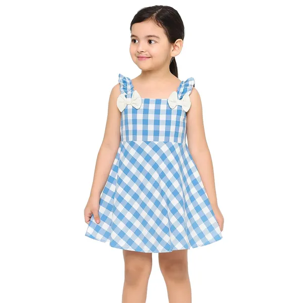 Blue_Checkered_Fit_And_Flare_Knee_Length_Dress_For_Girls