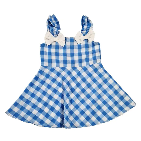 Blue_Checkered_Fit_And_Flare_Knee_Length_Dress_For_Girls