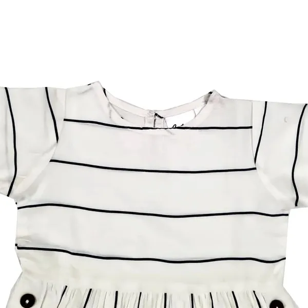 White_Premium_Striped_Side_Buttoned_Fit_And_Flare_Dress_For_Kids