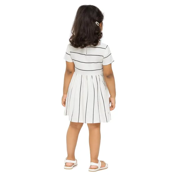 White_Premium_Striped_Side_Buttoned_Fit_And_Flare_Dress_For_Kids