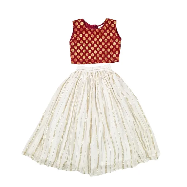 Maroon_Premium_Stripes_Readymade_Lehenga_Choli_Set_For_Kids