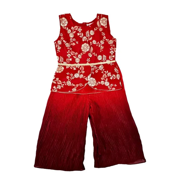 Red_Premium_Ombre_Pleated_Palazzo_Set_For_Kids