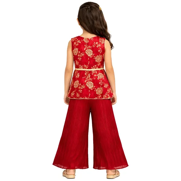 Red_Premium_Ombre_Pleated_Palazzo_Set_For_Kids