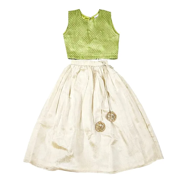 Green_Premium_Back_Bow_Lehenga_Choli_For_Kids