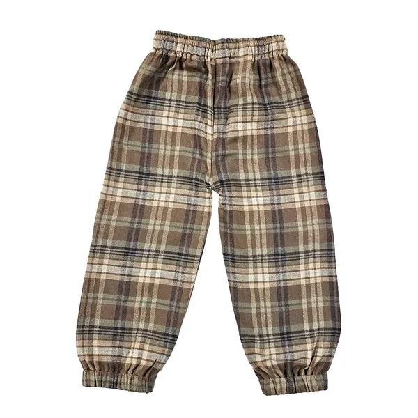 Brown_Premium_Checkered_Flannel_Carrot_Pants_For_Kids