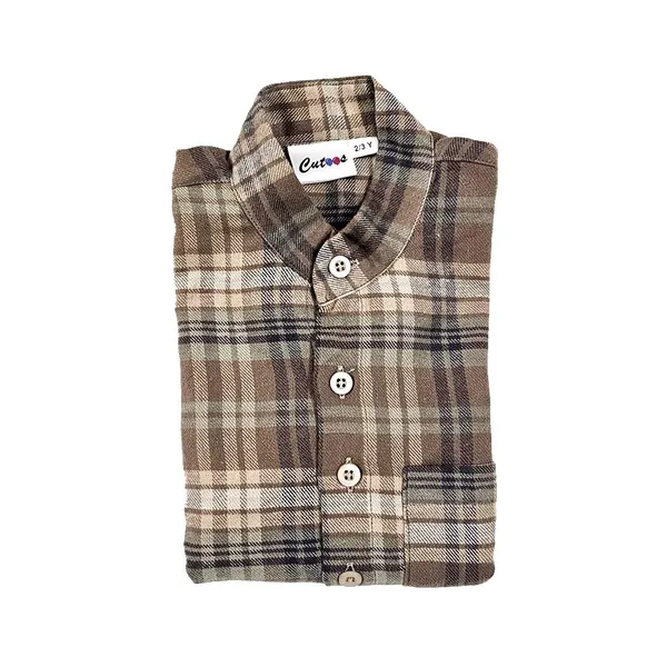 Brown_Premium_Checkered_Flannel_Long_Sleeve_Shirts_For_Kids